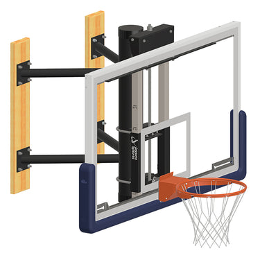 Basketball System - Wall-Mounted - Shooting Station - Adjustable Height (Indoor) - 72 in. Glass Backboard, Contender Series Breakaway Goal